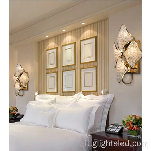 Lampada da parete in cristallo a led per camera da letto decorativa moderna di vendita calda